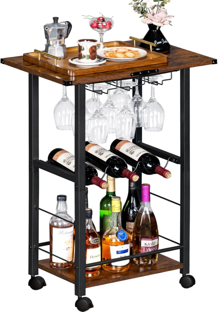 Dish Soap Dispensers Set of 2, 7+ 3Tier Bar Cart with Wheels, Wine
