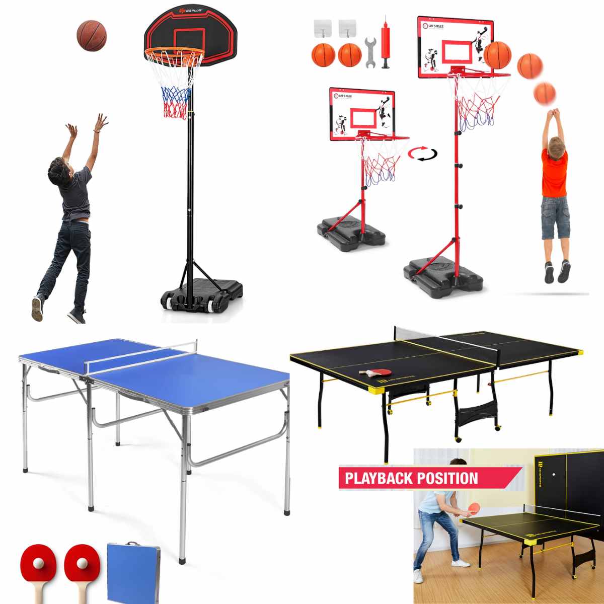 Height adjustable basketball hoops, $35-57+ | Table Tennis tables w ...