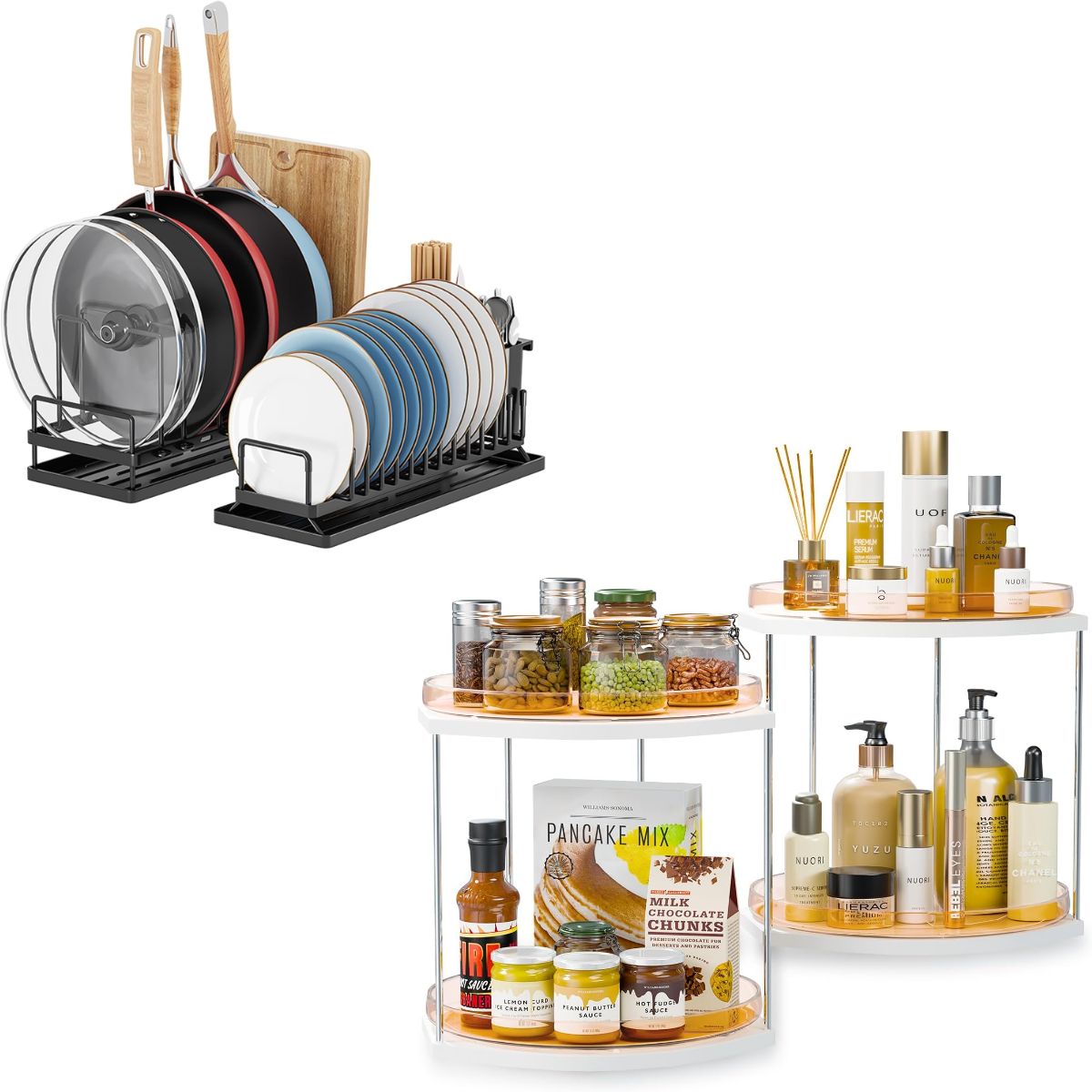 Adjustable Drying Rack $12+ | 2 Pack Lazy Susan Turntable Organizer $15 ...