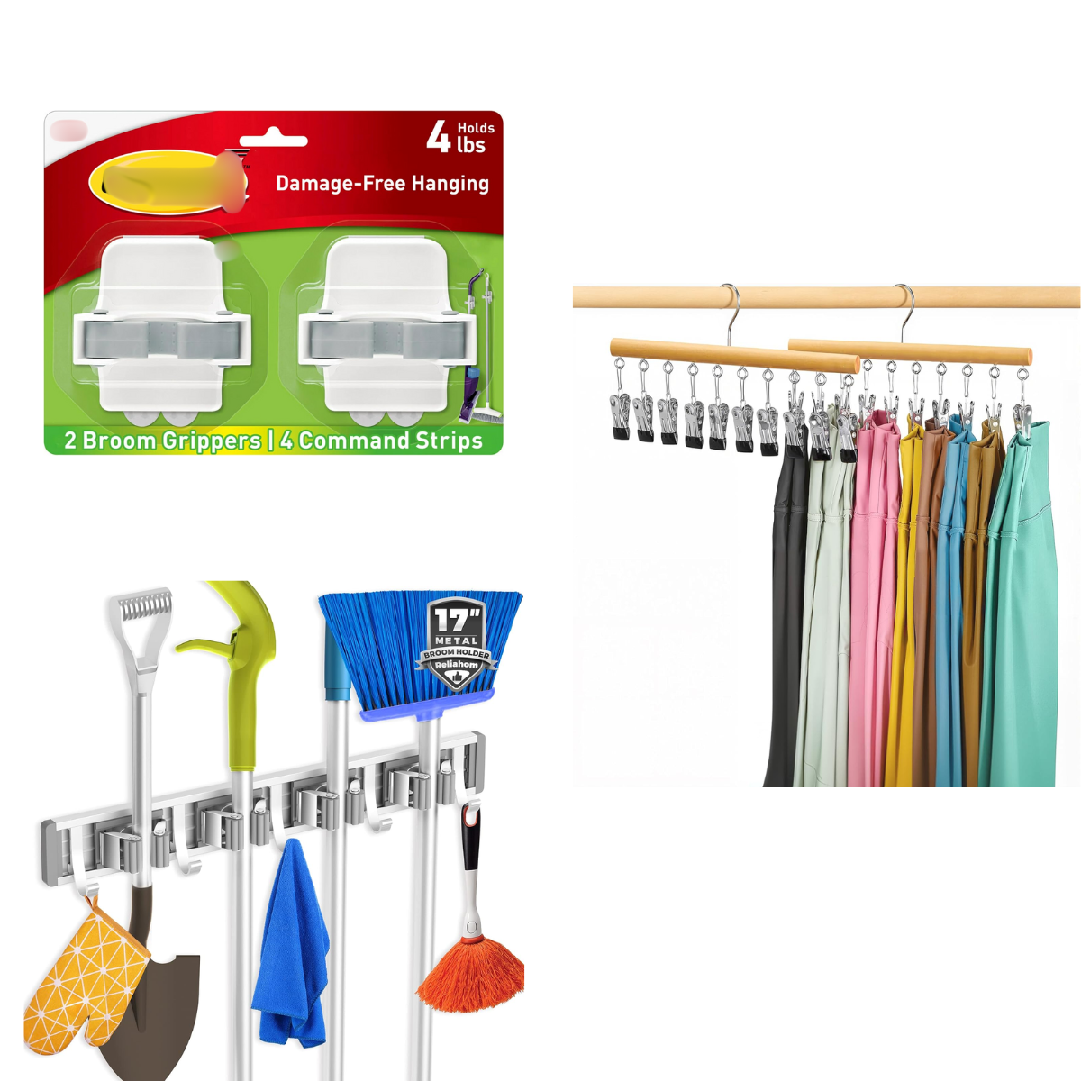 2pk leggings hanger, 5+ wall mount broom holder, 9+ 2pk broom