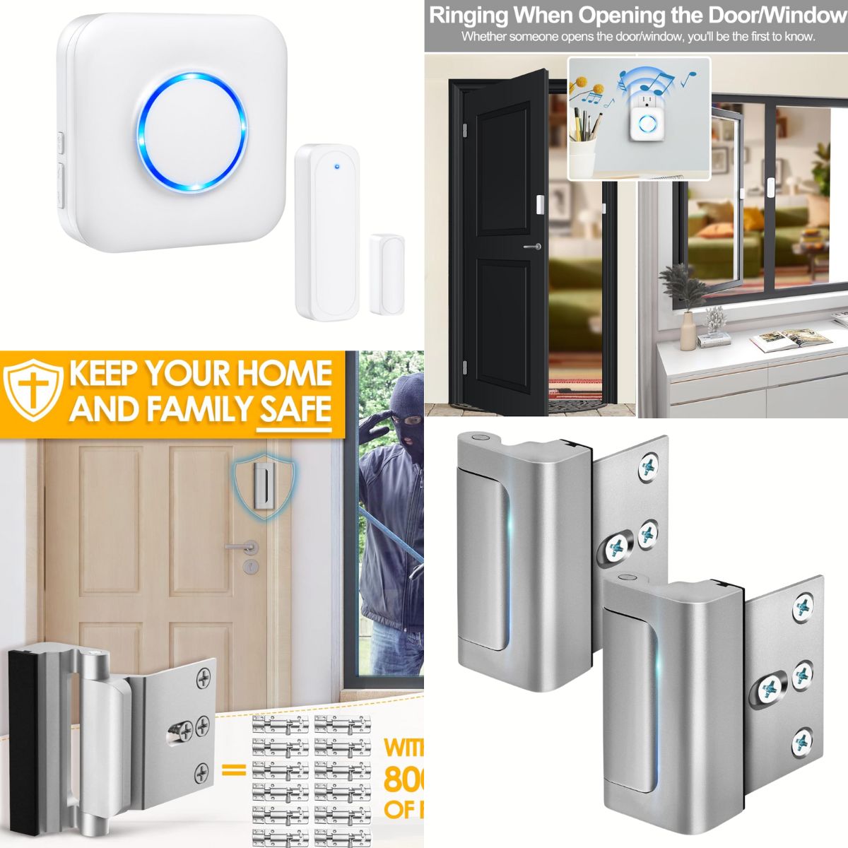 Wireless door sensor chime $4+| 2 Pk Childproof door enforcement locks ...