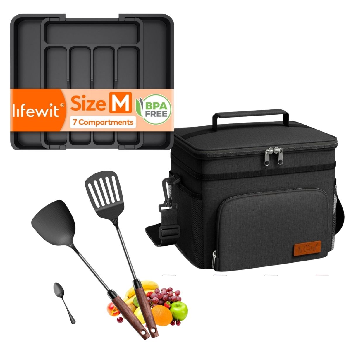 Expandable drawer organizer $2  Insulated lunch bag $3  set of 3