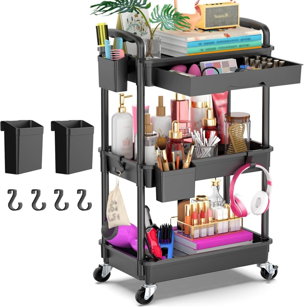 Rolling cart, $12+ | 4-pc silicone storage box, $7+ | Dish rack, $14 ...