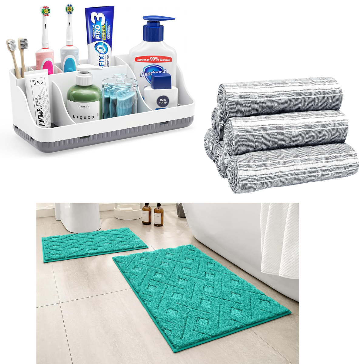6-pk towels, $12+ | Countertop organizer, $9+ | 2-pk bath rugs, from ...