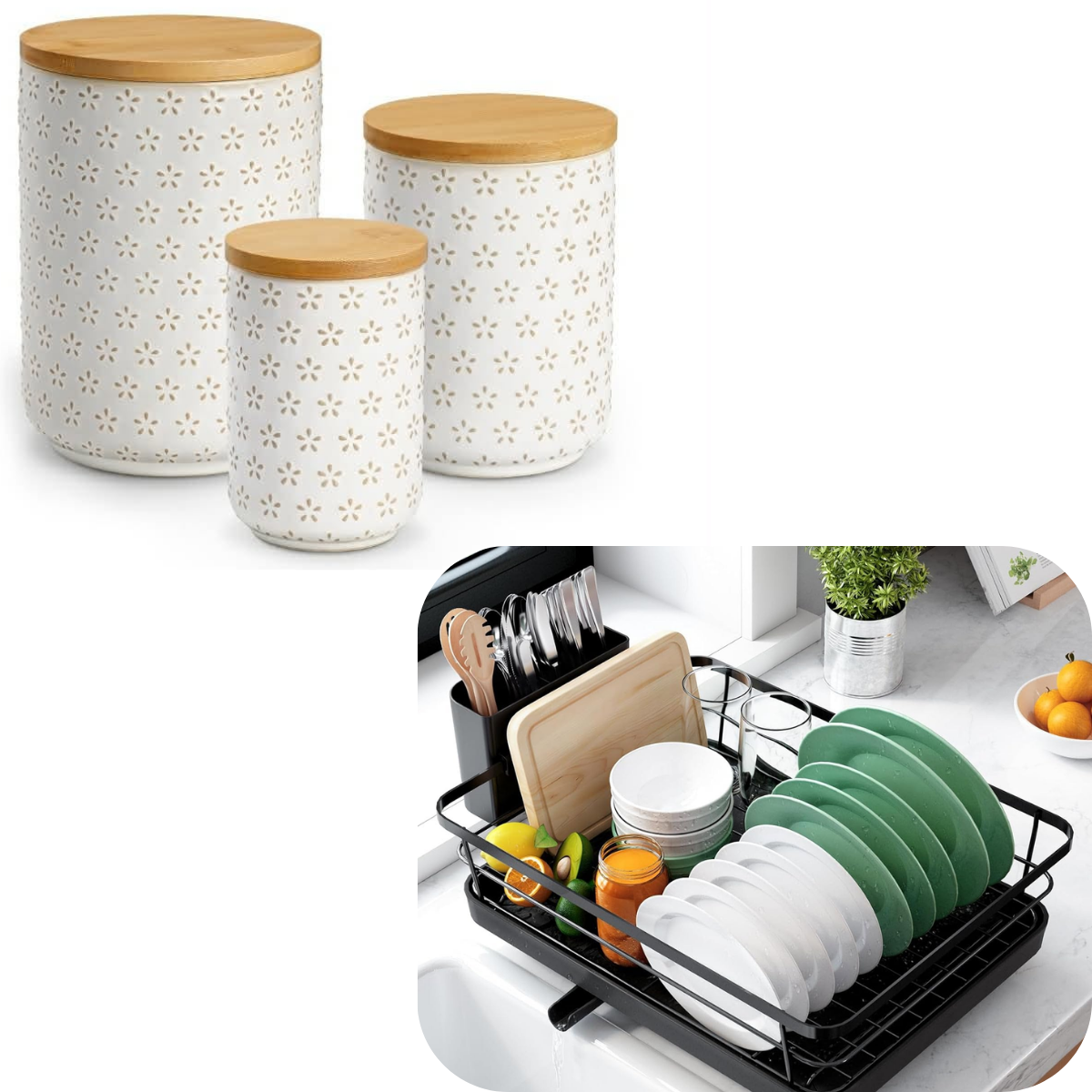 Dish drying rack, $8+ | Canister set, $24+ | Smart Savers