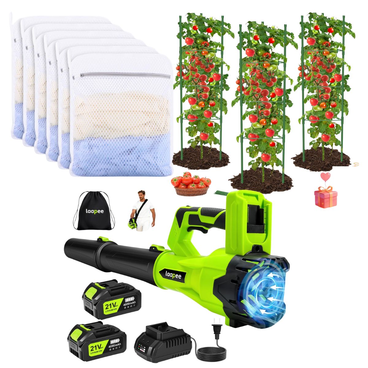 6-pk mesh laundry bags, $4+ | 3-pk tomato cages, $16+ | Cordless leaf ...