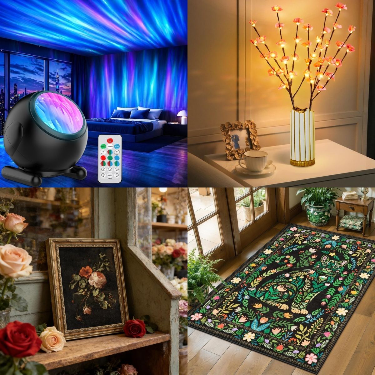 ネオン風 ライト　ミラー　OPEN パームツリー ワーゲン Northern Lights Projector $6+ | 2-Pcs Cherry Blossom Branch Lights