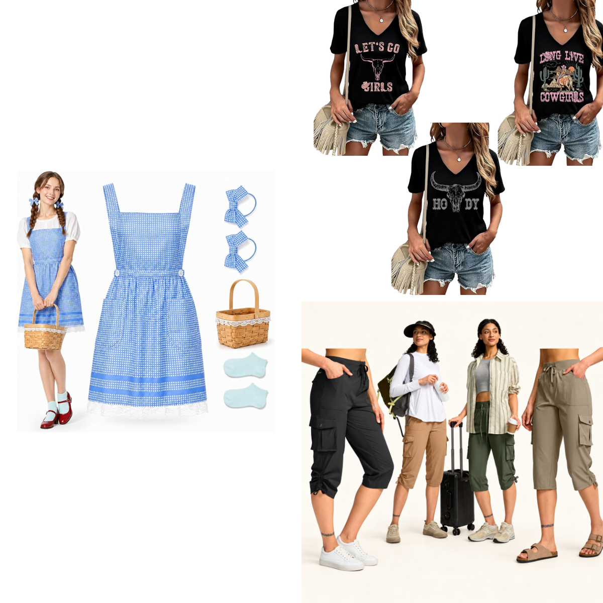 Women's Cargo Capri Pants $12+, Graphic Tee $5+ | Farm Girl Outfit $9 ...