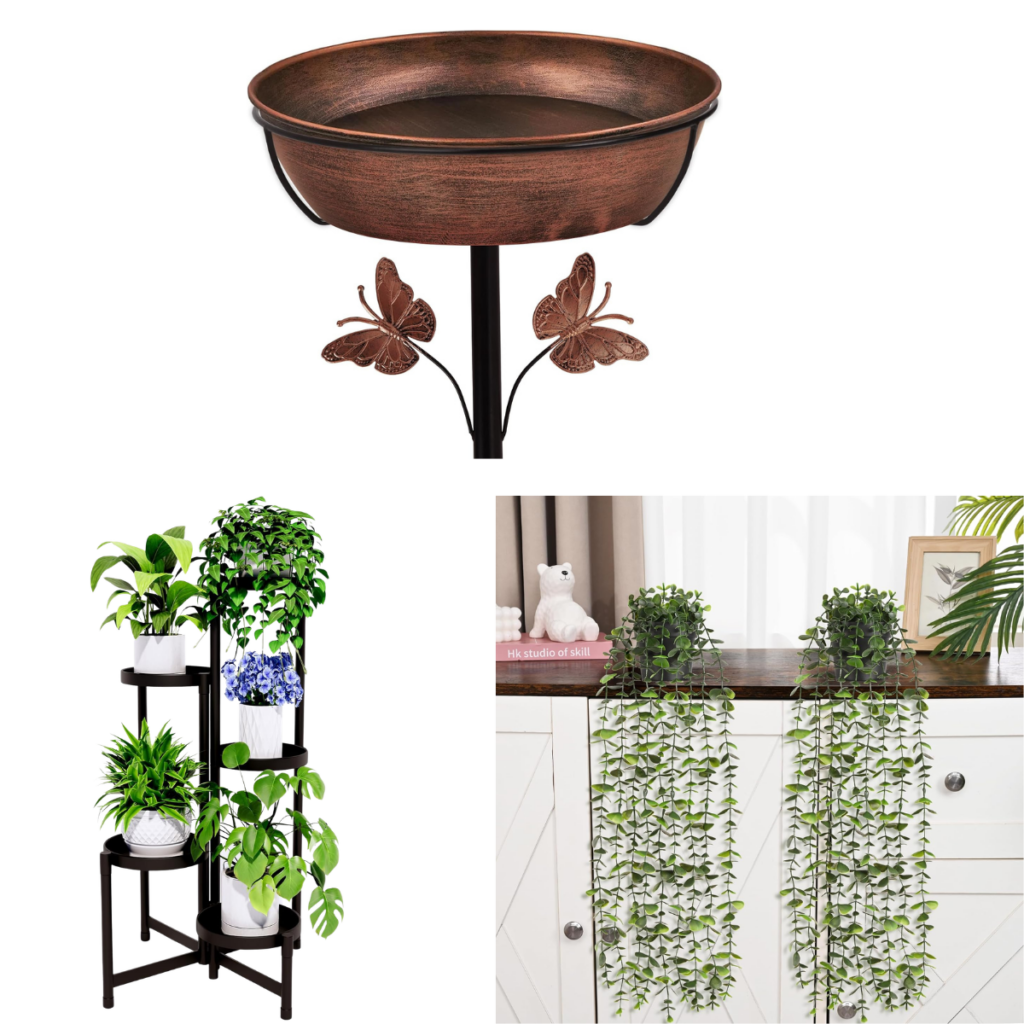 5-Tier Metal Plant Stand $16+ | Metal Bird Bath $15+ | 2Pcs Fake ...