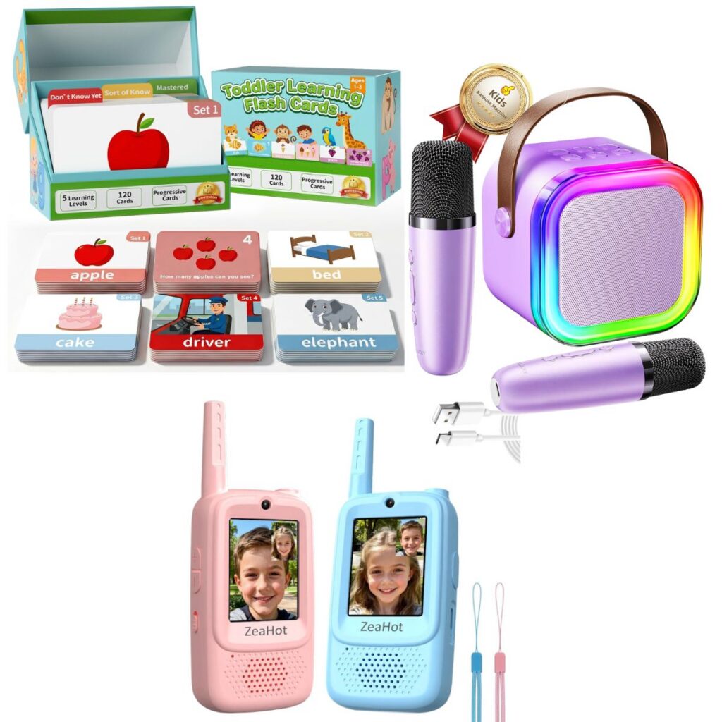 120 flash cards, $4+ | Karaoke machine w/ 2 mics, $9+ | 2-pk video ...
