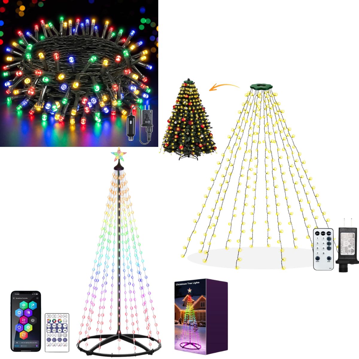 33Ft String lights $9+| 6FT Smart Cone Christmas Tree Lights $12+| Xmas ...